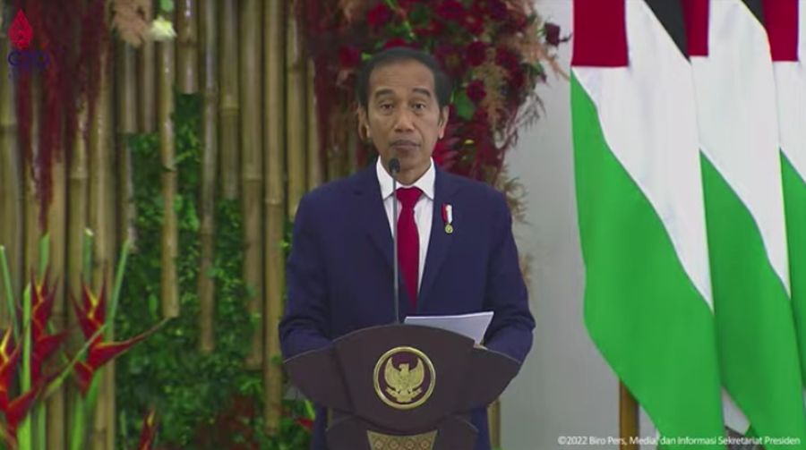 Upacara Penyambutan Resmi Perdana Menteri Palestina, Istana Kepresidenan Bogor, 24 Okt 2022. (Tangkapan Layar via Youtube Sekretariat Presiden)
