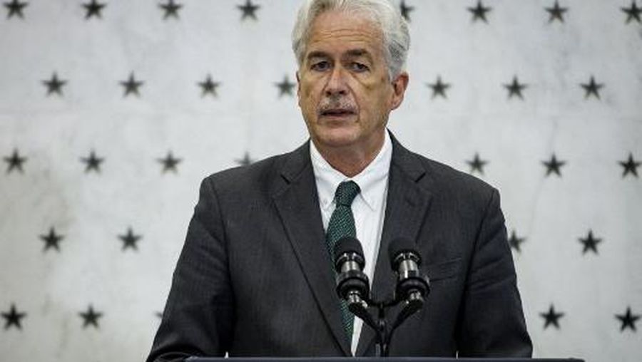 William Burns, Director of the Central Intelligence Agency (CIA), speaks before introducing US President Joe Biden (off frame) who is visiting the Agency on the 75th anniversary of its founding in Langley, Virginia, on July 8, 2022. (Photo by Samuel Corum / AFP)