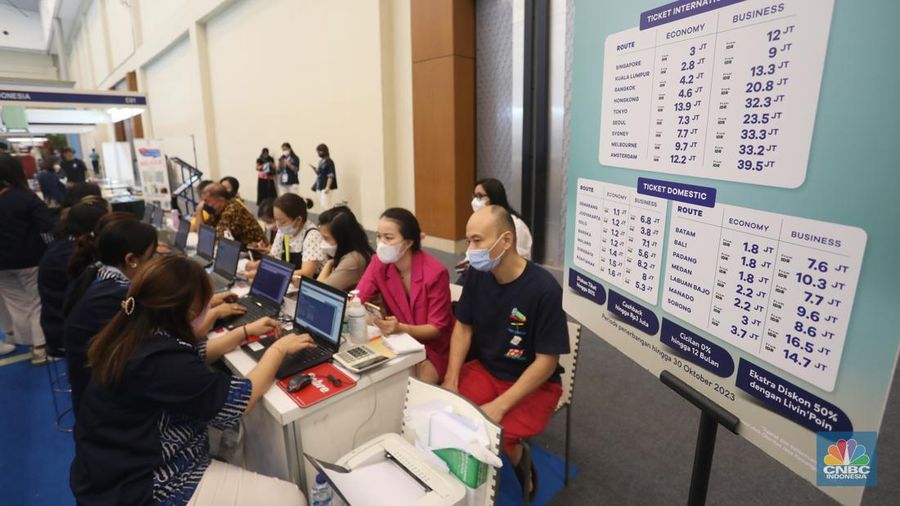 Garuda Indonesia Travel Fair (GATF) 2022 di Hall 3A, Indonesia Convention and Exhibition (ICE), BSD City, Jumat (28/10/2022). (CNBC Indonesia/Andrean Kristianto)