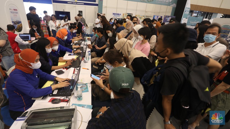 Garuda Indonesia Travel Fair (GATF) 2022 di Hall 3A, Indonesia Convention and Exhibition (ICE), BSD City, Jumat (28/10/2022). (CNBC Indonesia/Andrean Kristianto)