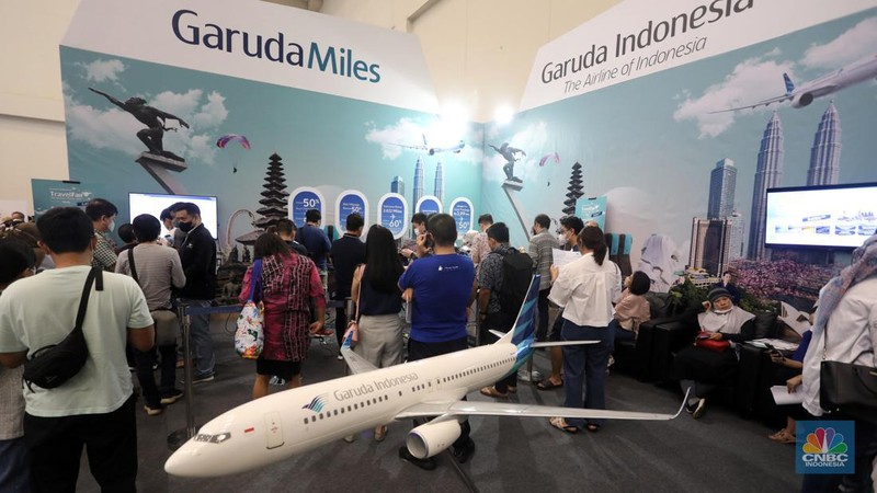 Garuda Indonesia Travel Fair (GATF) 2022 di Hall 3A, Indonesia Convention and Exhibition (ICE), BSD City, Jumat (28/10/2022). (CNBC Indonesia/Andrean Kristianto)