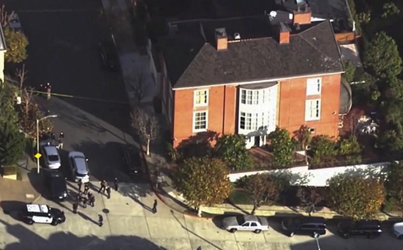Members of law enforcement work outside the home of U.S. House Speaker Nancy Pelosi after her husband Paul Pelosi was violently assaulted during a break-in at their house in San Francisco, California, U.S., in this screen grab taken from video October 28, 2022. KGO TV via ABC via REUTERS. ATTENTION EDITORS - THIS IMAGE HAS BEEN SUPPLIED BY A THIRD PARTY MANDATORY COURTESY ABC AFFILIATE KGO/NO RESALE