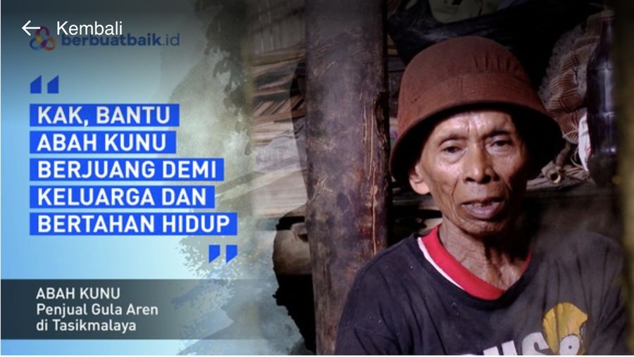 Perjuangan Abah Kunu, Mencari Nafkah dengan Membuat Gula Aren Sambil Menahan Sakit. (Tangkapan Layar berbuat baik.id)