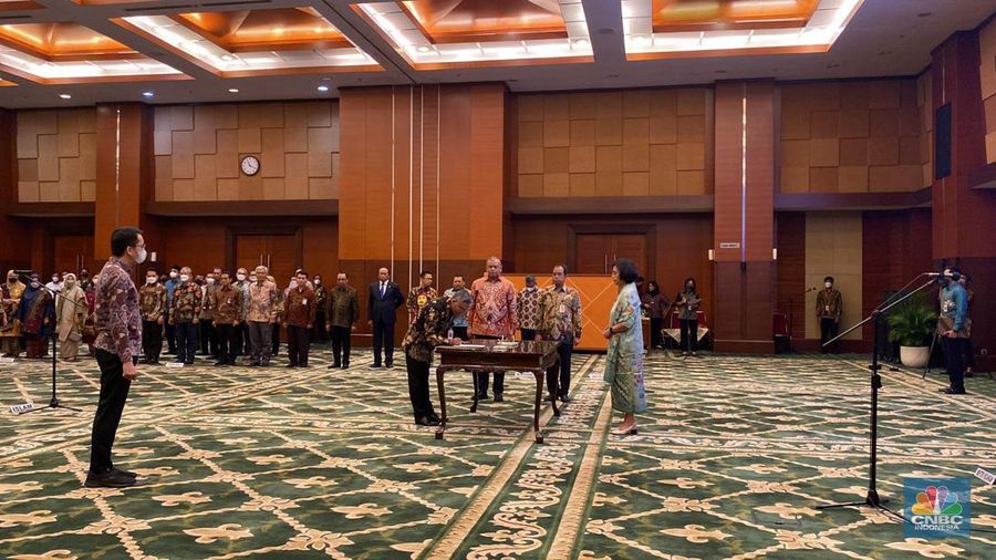 Pelantikan Eselon I Kemenkeu. (CNBC Indonesia/Anisa Sopiah)