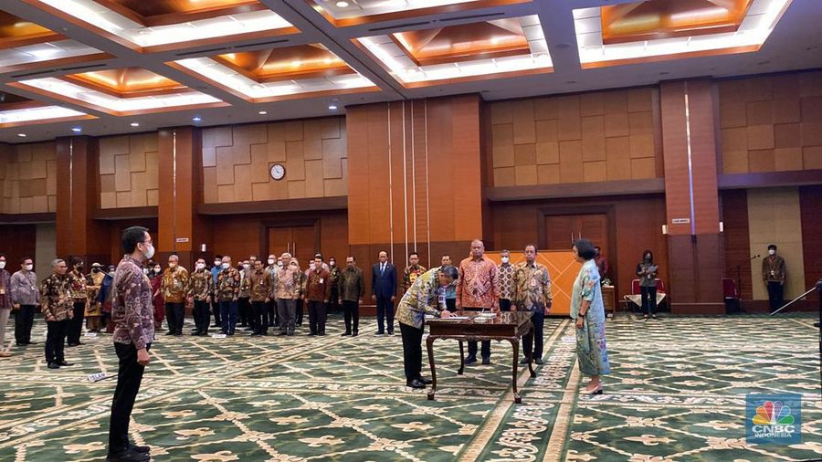 Pelantikan Eselon I Kemenkeu. (CNBC Indonesia/Anisa Sopiah)