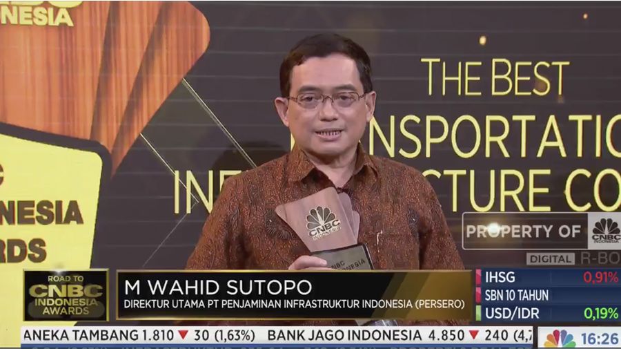 PT. Penjaminan Infrastrukur Indonesia menjadi Most Sustainable Infrastructure Financing Institution di acara Road To CNBC Indonesia Award (Tangkapan Layar CNBC Indonesia TV)