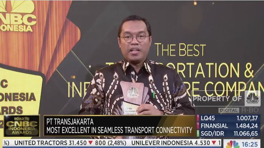 Pt. Transpotasi Jakarta Menjadi Most Excellence In Seamless Transport Connectivity di acara Road To CNBC Indonesia Award (Tangkapan Layar CNBC Indonesia TV)