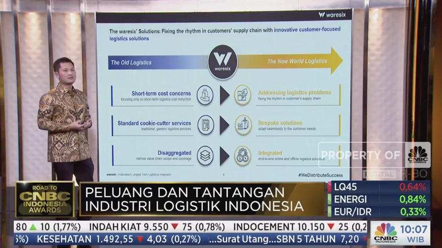 Andree Susanto Founder & Ceo Waresix, dalam acara CNBC Indonesia Awards 2022. (Tangkapan layar CNBC Indonesia TV)