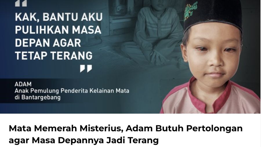 Adam Butuh Pertolongan agar Masa Depannya Jadi Terang akibat matanya memerah secara misterius. (Tangkapan Layar berbuatbaik.id)