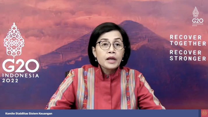Konferensi pers hasil rapat berkala KSSK IV tahun 2022. (Tangkapan layar Youtube Kemenkeu RI) Konferensi pers hasil rapat berkala KSSK IV tahun 2022. (Tangkapan layar Youtube Kemenkeu RI)