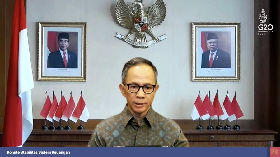 Mahendra Siregar dalam acara konferensi pers hasil rapat berkala KSSK IV tahun 2022. (Tangkapan layar Youtube Kemenkeu RI)