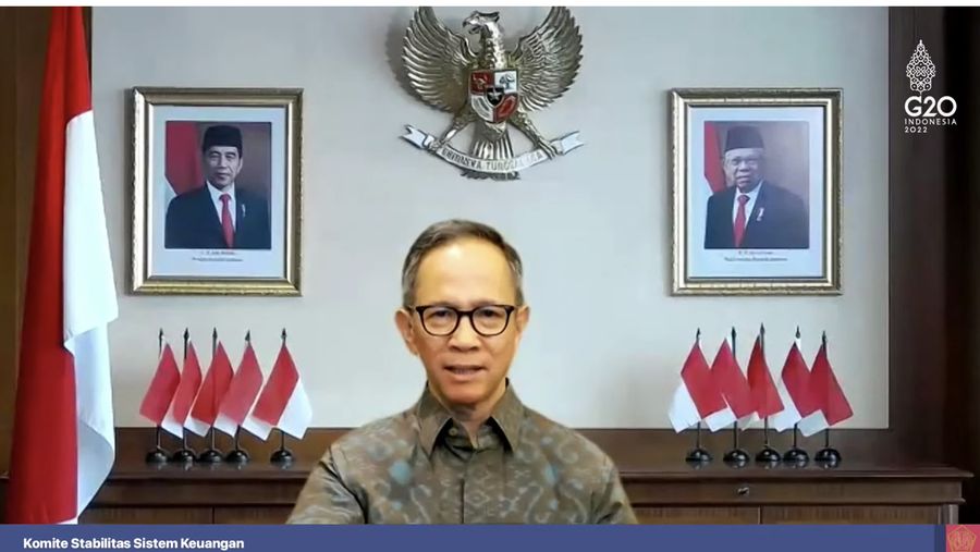 Mahendra Siregar dalam acara konferensi pers hasil rapat berkala KSSK IV tahun 2022. (Tangkapan layar Youtube Kemenkeu RI)