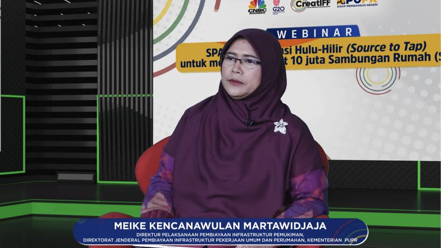 Meike Kencanawulan Martawidjaja dalam acara Webinar SPAM Terintegrasi Hulu-Hilir. (Tangkapan Layar Youtube PUPR_Pembiayaan)