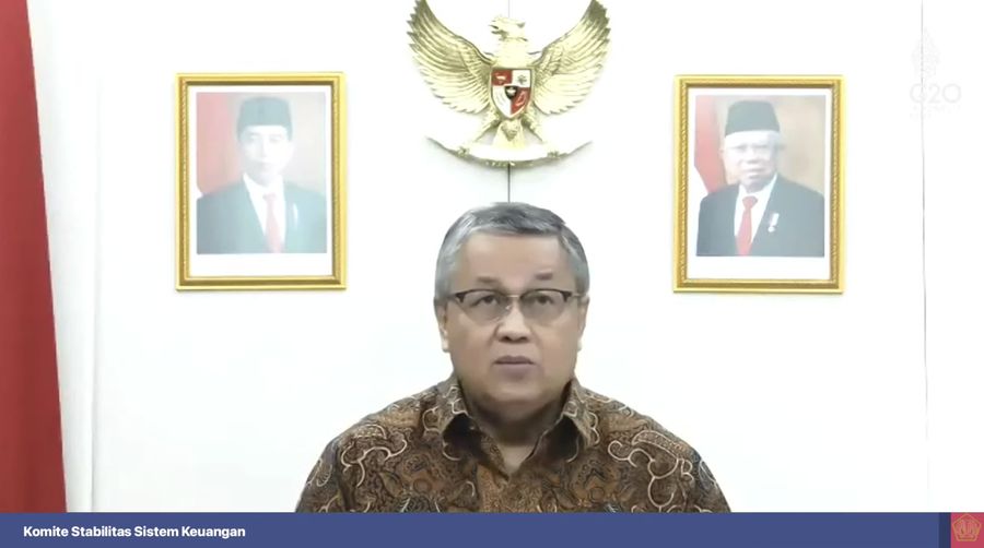 Perry Warjiyo dalam acara konferensi pers hasil rapat berkala KSSK IV tahun 2022. (Tangkapan layar Youtube Kemenkeu RI)