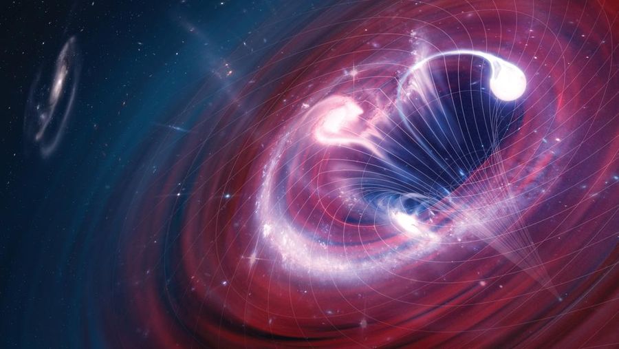 Illustration of objects being sucked into a black hole in space, created on February 17, 2016. (Illustration by Tobias Roetsch/Future Publishing via Getty Images)