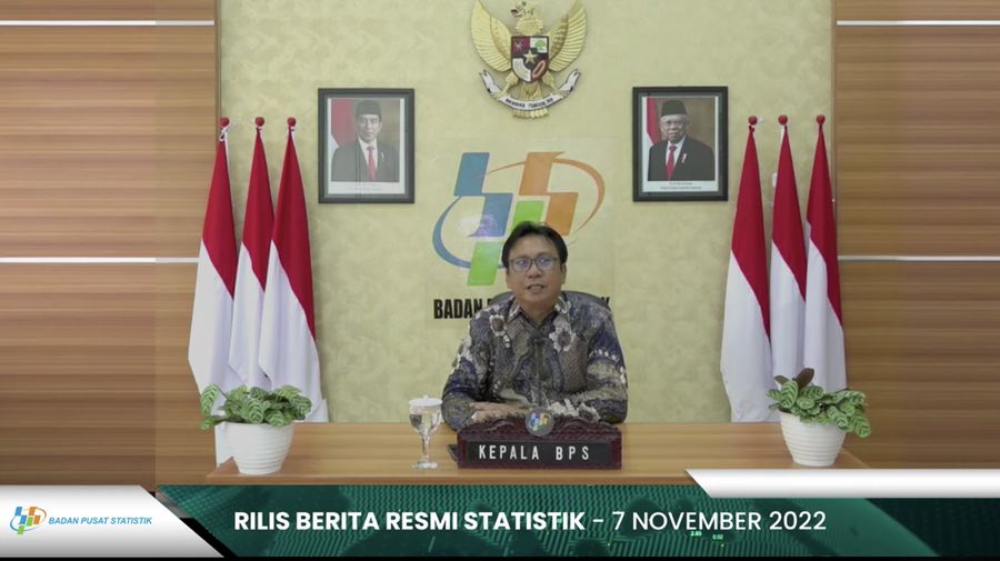 Kepala Badan Pusat Statistik (BPS), Margo Yuwono Saat Mengumumkan Pertumbuhan Ekonomi Indonesia Triwulan III-2022 dan Keadaan Ketenagakerjaan Indonesia Agustus 2022. (Tangkapan Layar via Youtube BPS)