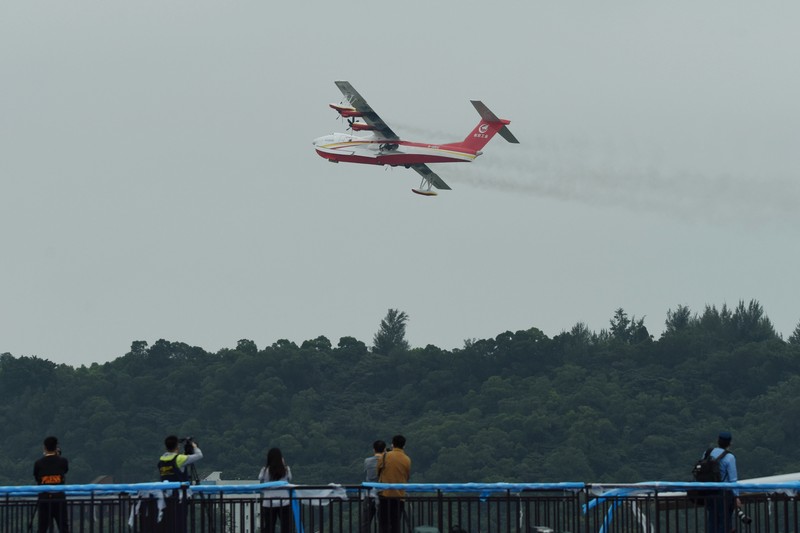The August 1st Aerobatic Team of the Chinese Air Force performs during the Airshow China in Zhuhai, Guangdong province, China, Nov 8, 2022. (CFOTO/Future Publishing via Getty Images)