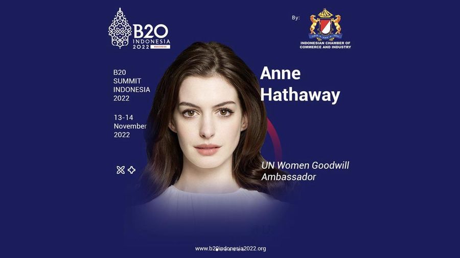 Anne Hathaway, UN Women Goodwill Ambassador (Virtual). (Tangkapan Layar Instagram @B20 Indonesia 2022)