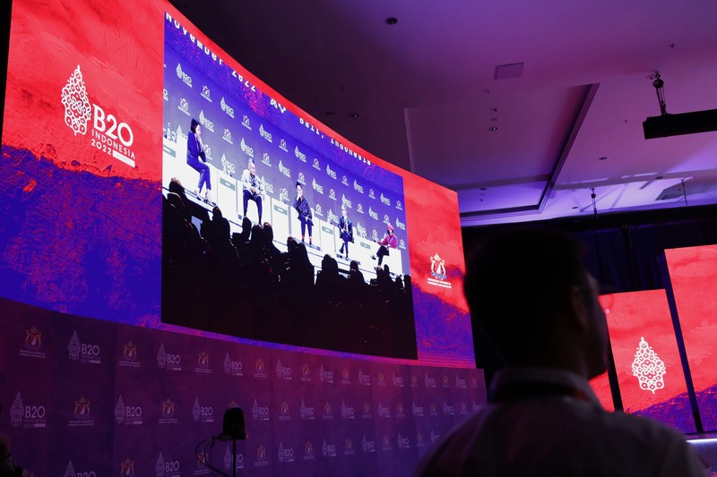 Pembukaan B20 Summit di BNDCC, Nusa Dua, Bali, Minggu (13/11/2022). (CNBC Indonesia/Tri Susilo)