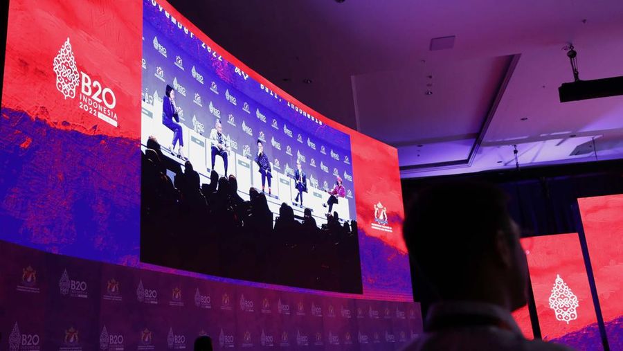 Pembukaan B20 Summit di BNDCC, Nusa Dua, Bali, Minggu (13/11/2022). (CNBC Indonesia/Tri Susilo)