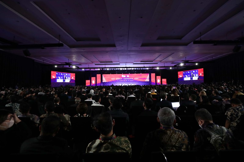 Pembukaan B20 Summit di BNDCC, Nusa Dua, Bali, Minggu (13/11/2022). (CNBC Indonesia/Tri Susilo)