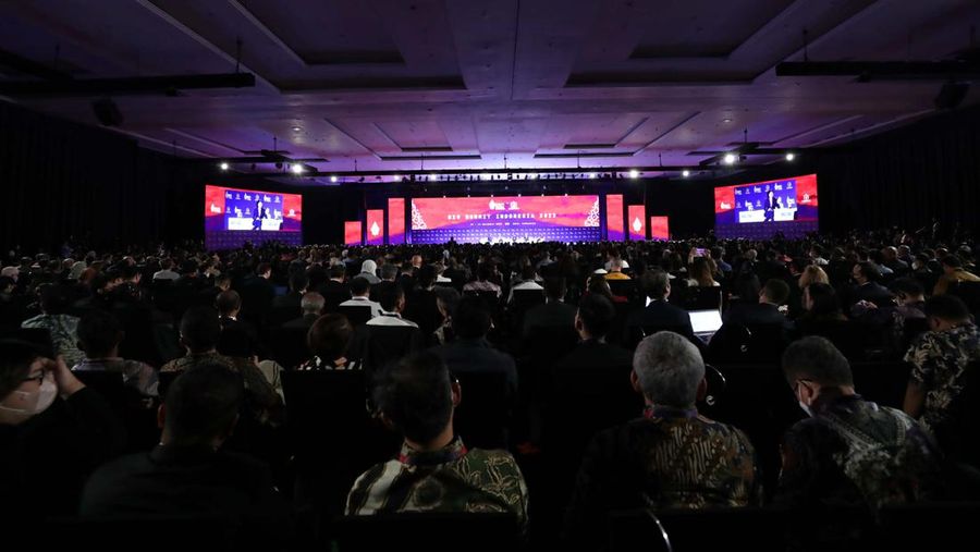 Pembukaan B20 Summit di BNDCC, Nusa Dua, Bali, Minggu (13/11/2022). (CNBC Indonesia/Tri Susilo)