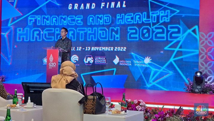 Menteri Kesehatan Budi Gunadi Sadikin dalam acara Grand Final Finance and Health Hackathon 2022 di Bali, Minggu (13/11/2022).