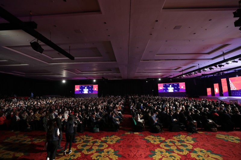 Pembukaan B20 Summit di BNDCC, Nusa Dua, Bali, Minggu (13/11/2022). (CNBC Indonesia/Tri Susilo)