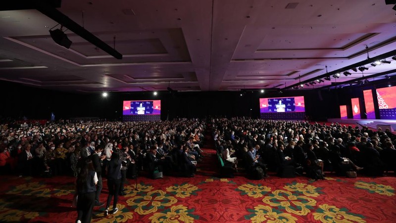 Pembukaan B20 Summit di BNDCC, Nusa Dua, Bali, Minggu (13/11/2022). (CNBC Indonesia/Tri Susilo)
