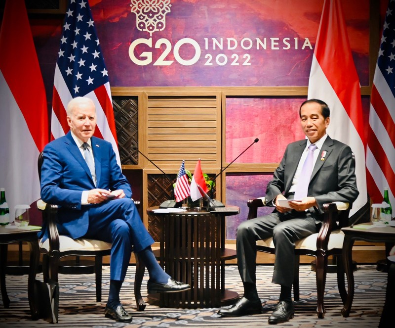 Pertemuan bilateral Presiden Joko Widodo dengan Presiden Amerika Serikat Joe Biden, The Apurva Kempinski Bali, 14 November 2022. Pertemuan bilateral Presiden Joko Widodo dengan Presiden Amerika Serikat Joe Biden, The Apurva Kempinski Bali, 14 November 2022. (Laily Rachev - Biro Pers Sekretariat Presiden)