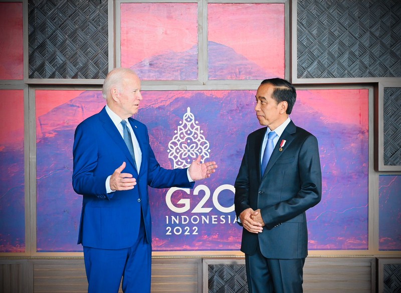 Pertemuan bilateral Presiden Joko Widodo dengan Presiden Amerika Serikat Joe Biden, The Apurva Kempinski Bali, 14 November 2022. Pertemuan bilateral Presiden Joko Widodo dengan Presiden Amerika Serikat Joe Biden, The Apurva Kempinski Bali, 14 November 2022. (Laily Rachev - Biro Pers Sekretariat Presiden)