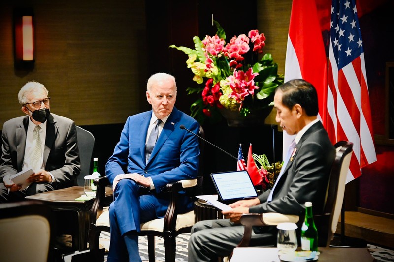 Pertemuan bilateral Presiden Joko Widodo dengan Presiden Amerika Serikat Joe Biden, The Apurva Kempinski Bali, 14 November 2022. Pertemuan bilateral Presiden Joko Widodo dengan Presiden Amerika Serikat Joe Biden, The Apurva Kempinski Bali, 14 November 2022. (Laily Rachev - Biro Pers Sekretariat Presiden)