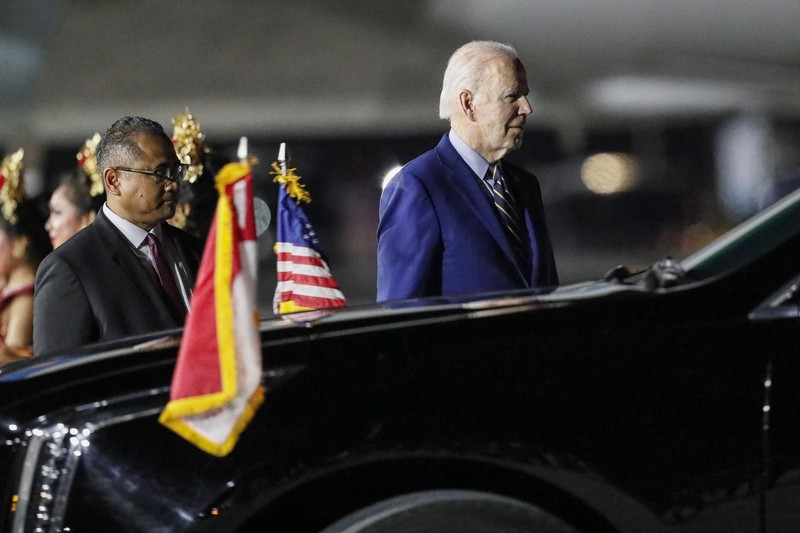 Mobil Presiden AS Joe Biden dalam kunjungan Konferensi Tingkat TInggi G20 di Bali. Mobil Presiden AS Joe Biden dalam kunjungan Konferensi Tingkat TInggi G20 di Bali. (Tangkapan Layar Youtube Sekretariat Presiden)