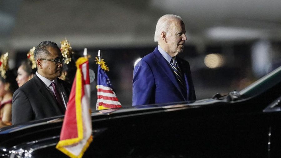 Mobil Presiden AS Joe Biden dalam kunjungan Konferensi Tingkat TInggi G20 di Bali. (Tangkapan Layar Youtube Sekretariat Presiden)