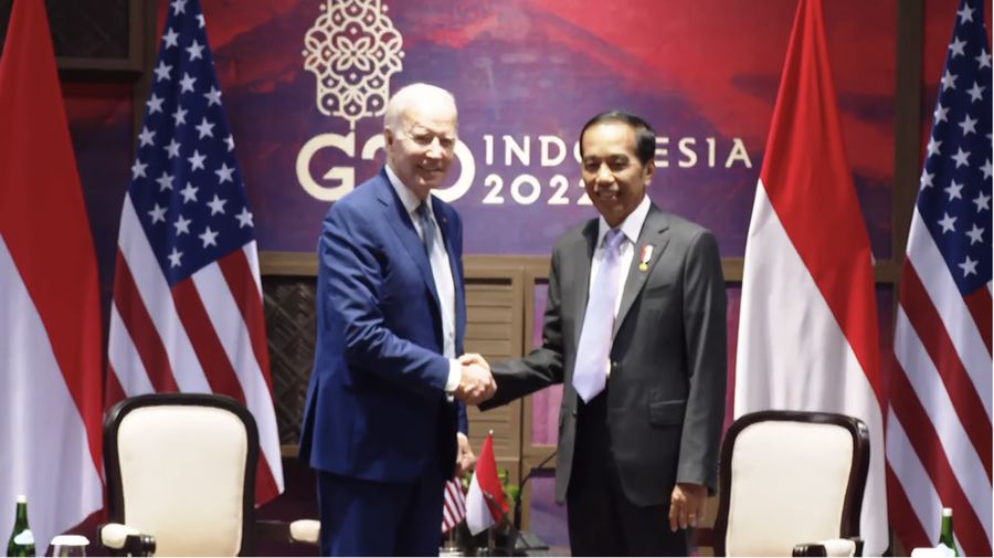 Presiden AS Joe Biden melakukan pertemuan dengan Presiden Inonesia Joko Widodo. (Tangkapan Layar Youtube Sekretariat Negara)