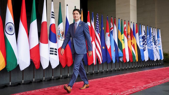 Canadian Prime Minister Justin Trudeau arrives for the G20 leaders' summit in Nusa Dua, Bali, Indonesia, November 15, 2022. REUTERS/Kevin Lamarque/Pool