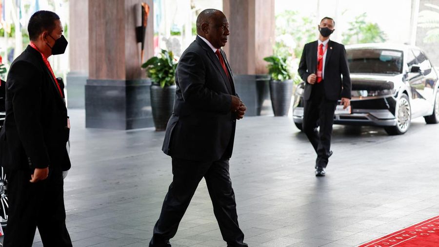 South African President Cyril Ramaphosa arrives for the G20 leaders' summit in Nusa Dua, Bali, Indonesia, November 15, 2022. REUTERS/Willy Kurniawan/Pool