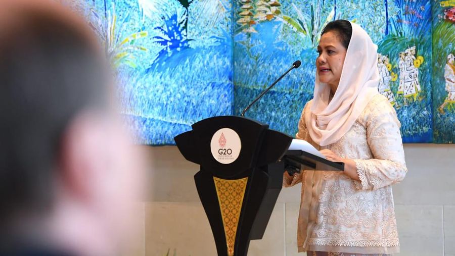 Ibu Iriana Joko Widodo melakukan pertemuan dengan para pendamping pemimpin negara-negara G20. (Foto: Lukas - Biro Pers Sekretariat Presiden)