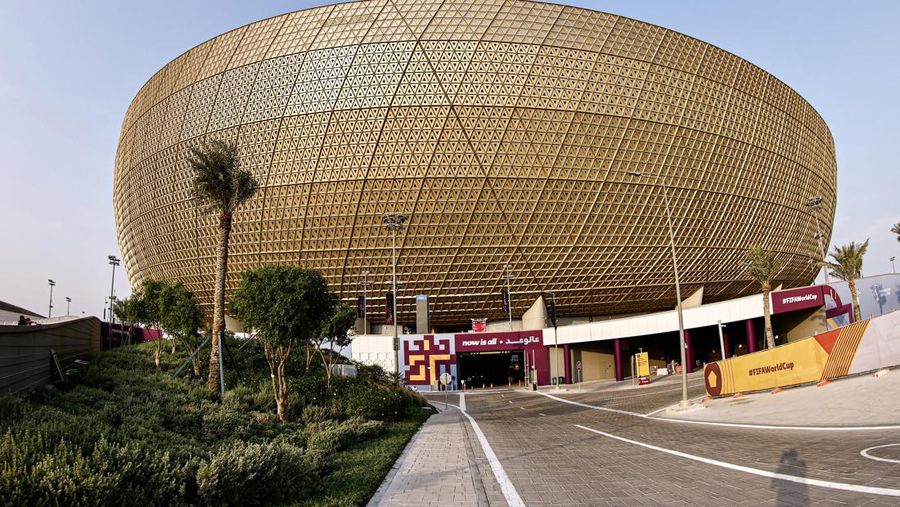 LUSAIL, QATAR - NOVEMBER 07: A view of the Lusail Iconic Stadium, ahead of the 2022 FIFA World Cup in Lusail, Qatar on November 07, 2022.  (Photo by Mohammed Dabbous/Anadolu Agency via Getty Images)