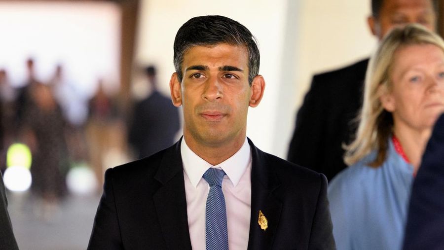 British Prime Minister Rishi Sunak arrives ahead of an emergency meeting of leaders at the G20 summit following the overnight missile strike by a Russian-made rocket on Poland, on November 16, 2022, in Bali, Indonesia. Leon Neal/Pool via Reuters