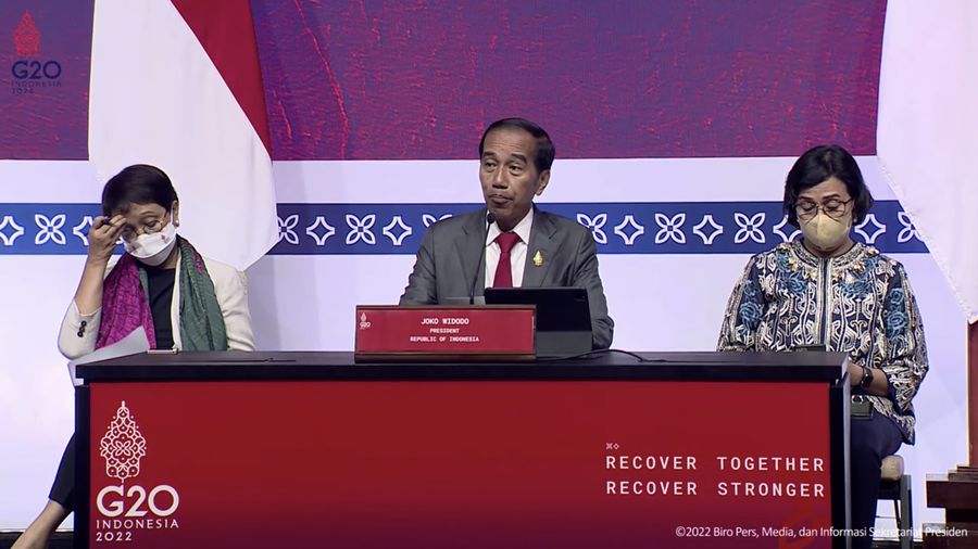 Presiden Joko Widodo Melakukan Konferensi Pers Hasil Konferensi Tingkat Tinggi (KTT) G20. (Tangkapan Layar Youtube Sekretariat Presiden)