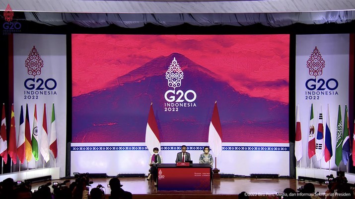 Presiden Joko Widodo Melakukan Konferensi Pers Hasil Konferensi Tingkat Tinggi (KTT) G20. Presiden Joko Widodo Melakukan Konferensi Pers Hasil Konferensi Tingkat Tinggi (KTT) G20. (Tangkapan Layar Youtube Sekretariat Presiden)