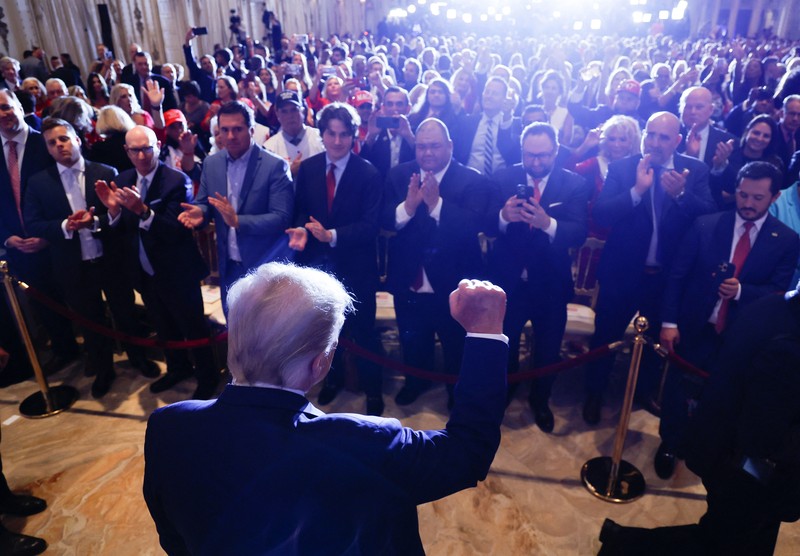 Former U.S. President Donald Trump announces that he will once again run for U.S. president in the 2024 U.S. presidential election during an event at his Mar-a-Lago estate in Palm Beach, Florida, U.S. November 15, 2022. REUTERS/Jonathan Ernst