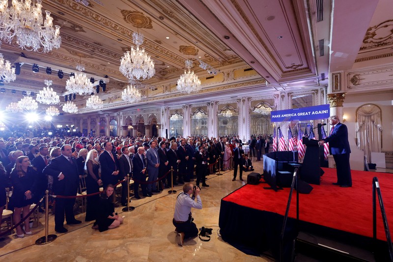 USA-ELECTION/TRUMP Former U.S. President Donald Trump announces that he will once again run for U.S. president in the 2024 U.S. presidential election during an event at his Mar-a-Lago estate in Palm Beach, Florida, U.S. November 15, 2022. REUTERS/Jonathan Ernst
