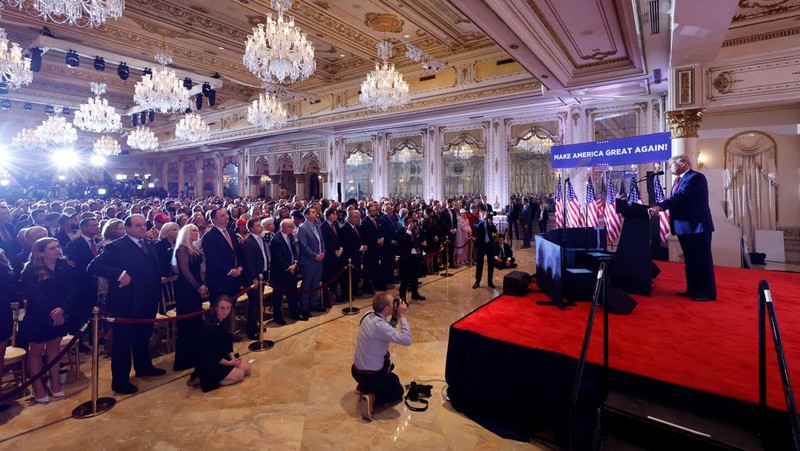 Former U.S. President Donald Trump announces that he will once again run for U.S. president in the 2024 U.S. presidential election during an event at his Mar-a-Lago estate in Palm Beach, Florida, U.S. November 15, 2022. REUTERS/Jonathan Ernst