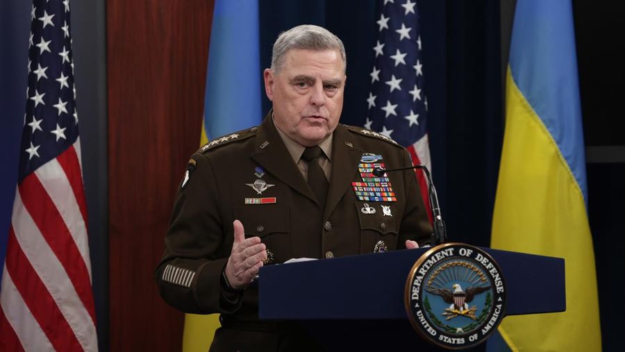 ARLINGTON, VIRGINIA - NOVEMBER 16:  Chairman of the Joint Chiefs of Staff Gen. Mark Milley speaks during a press briefing after a virtual Ukraine Defense Contact Group meeting at the Pentagon on November 16, 2022 in Arlington, Virginia. The Ukraine Defense Contact Group met again to discuss aiding for Ukraine amid Russia’s invasion. (Photo by Alex Wong/Getty Images)