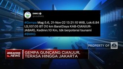 Video: Gempa M5,6 Guncang Cianjur, Terasa hingga Jakarta