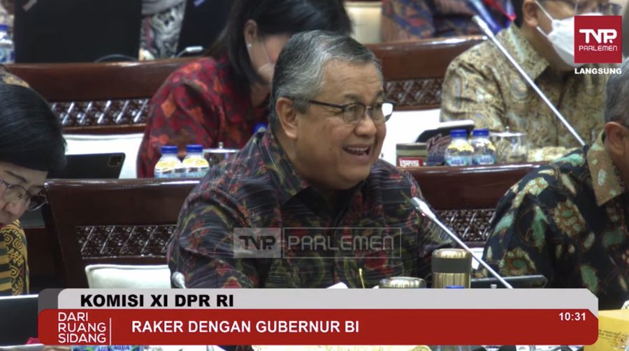 Perry Warjiyo, Bank Indonensia. (Tangkapan layar Youtube Komisi XI DPR RI Channel)