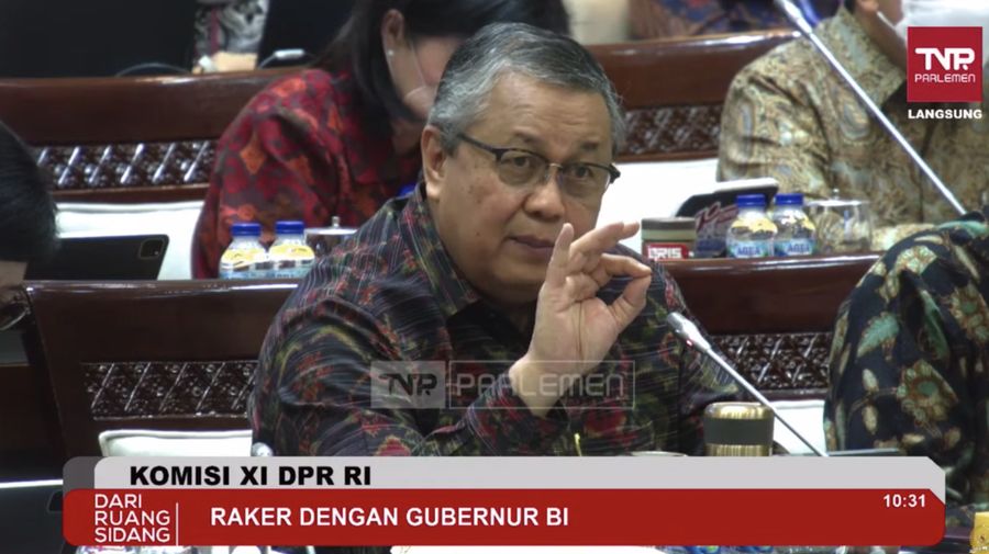 Perry Warjiyo, Bank Indonensia. (Tangkapan layar Youtube Komisi XI DPR RI Channel)