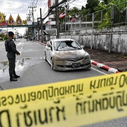 Penampakan Ledakan Bom Mobil di Kompleks Polisi Thailand